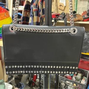 Zara black purse with fringe and studs